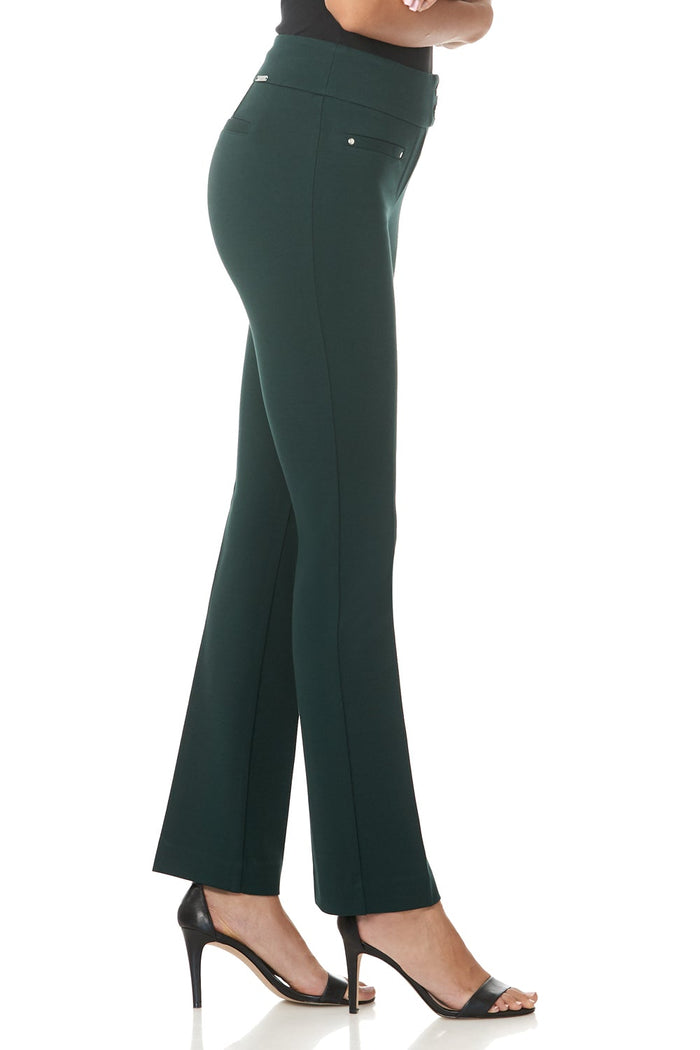 Rekucci Secret Figure Pull-on Straight Pants With Tummy Control Hunter-green