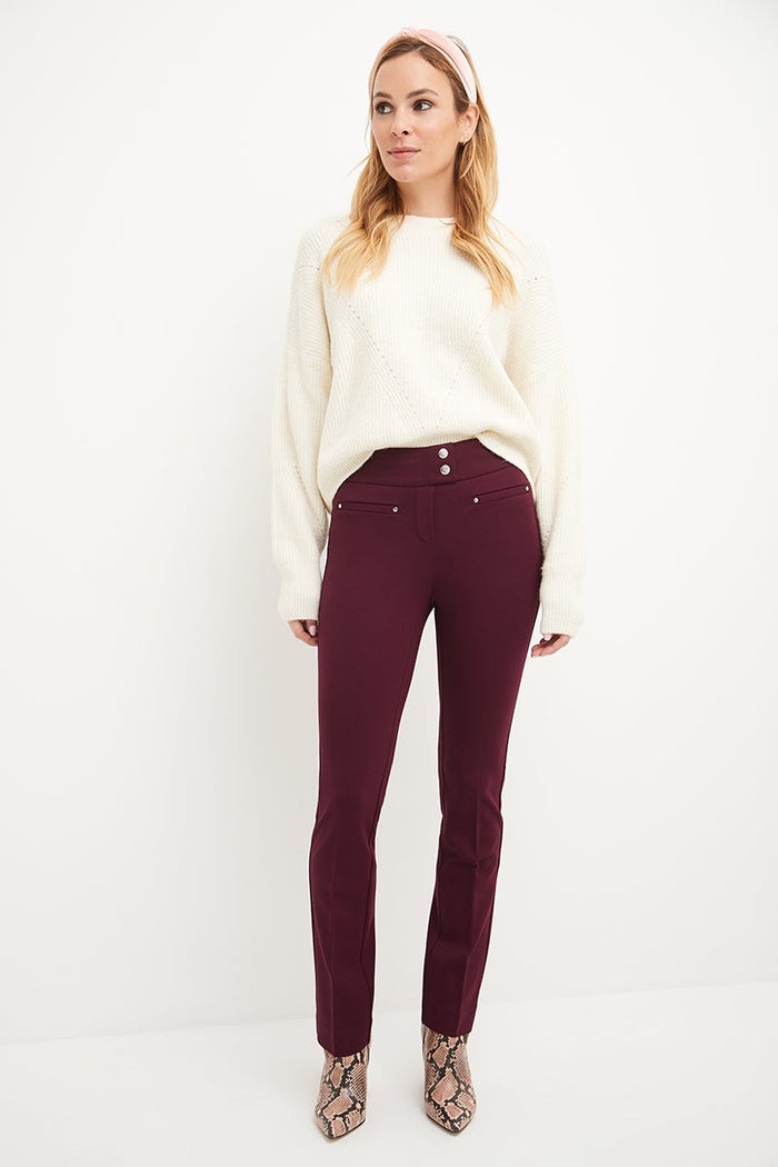 Rekucci Secret Figure Pull-on Straight Pants With Tummy Control Burgundy