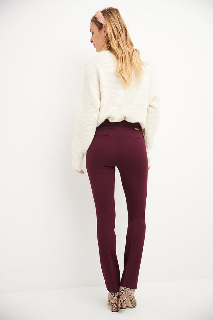 Rekucci Secret Figure Pull-on Straight Pants With Tummy Control Burgundy