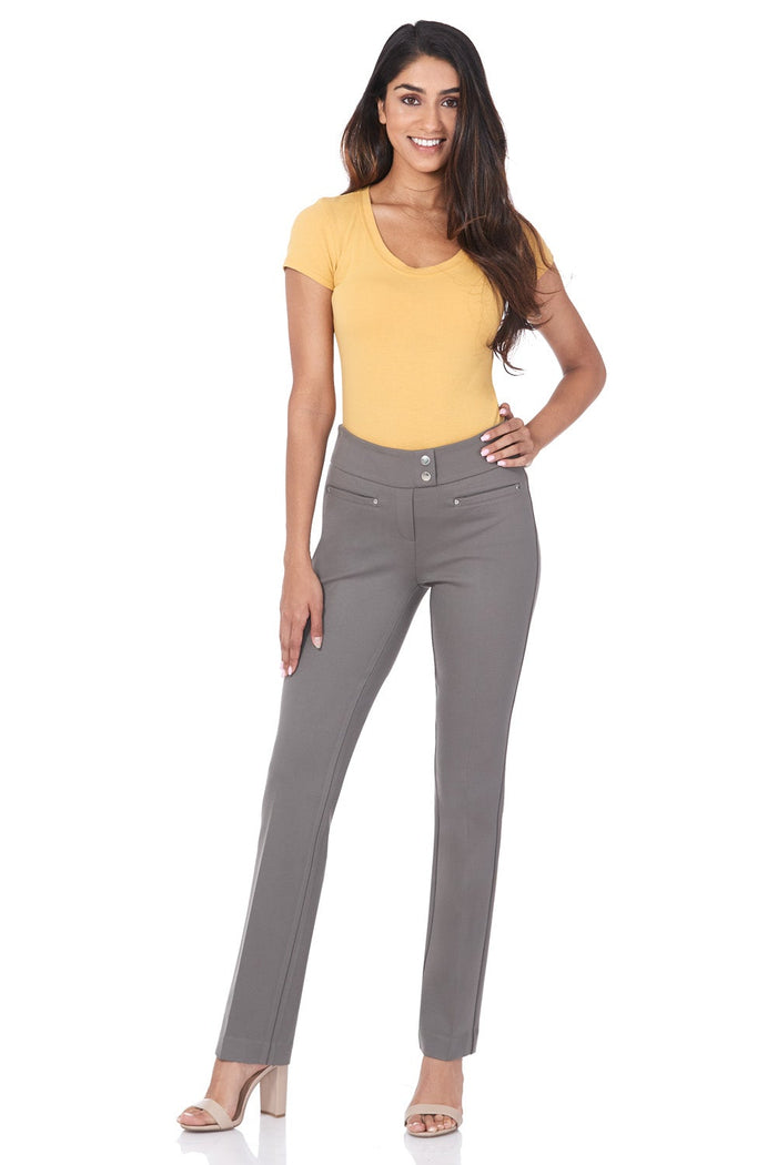 rekucci Secret Figure Pull-on Straight Pants with Tummy Control taupe