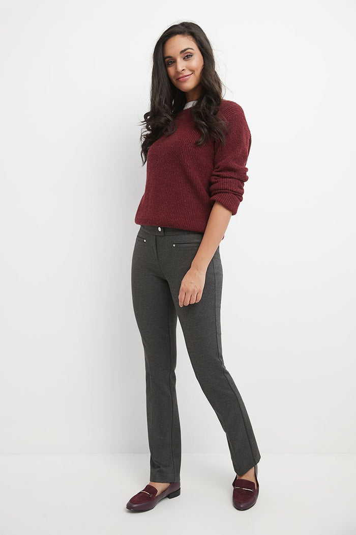 rekucci Secret Figure Pull-on Straight Pants with Tummy Control dk-charcoal