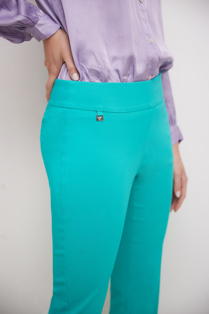 Rekucci Secret Pocket Capris With Wide Waistband Aqua