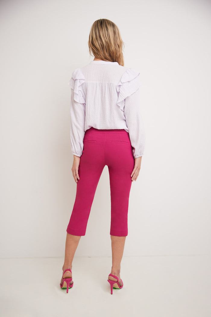 Rekucci Secret Pocket Capris With Wide Waistband Fuchsia