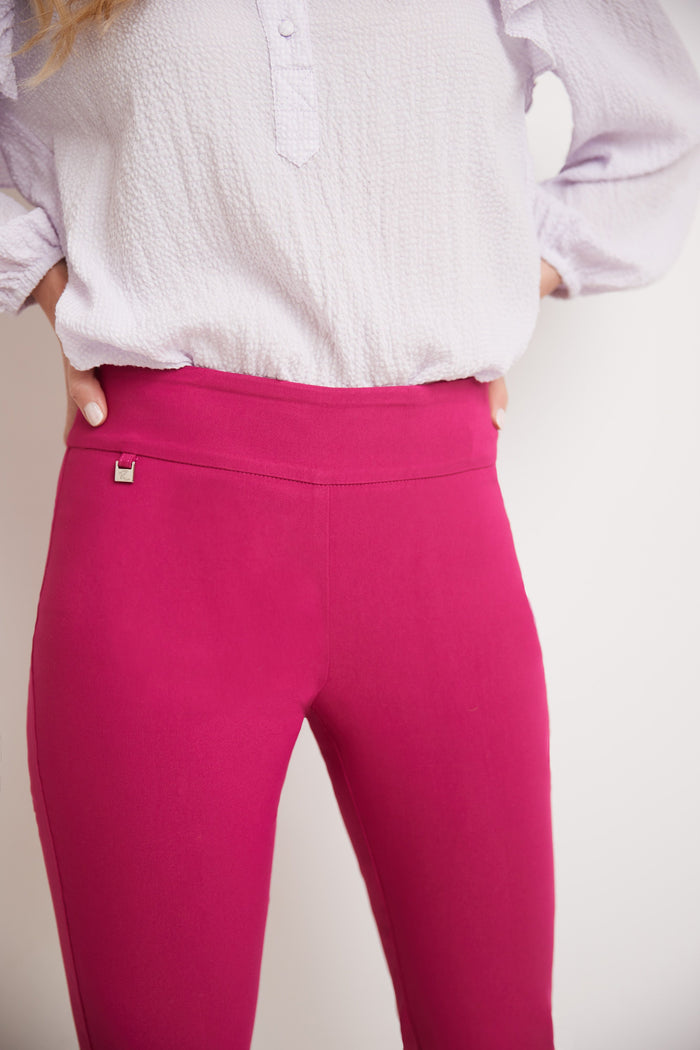Rekucci Secret Pocket Capris With Wide Waistband Fuchsia