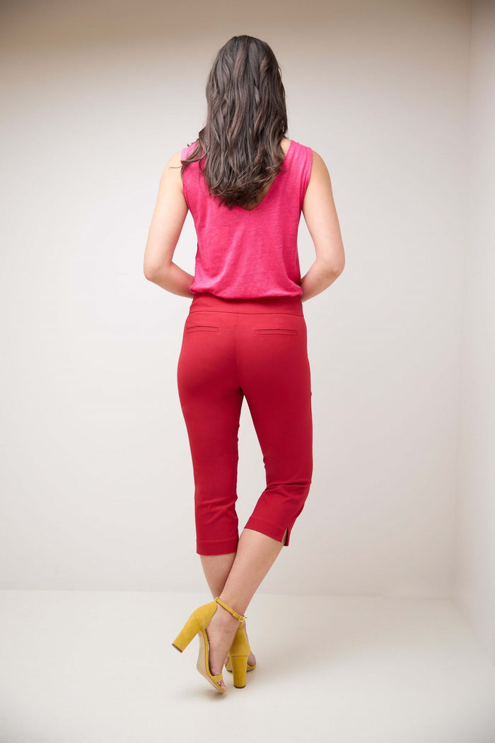 Rekucci Secret Pocket Capris With Wide Waistband Red