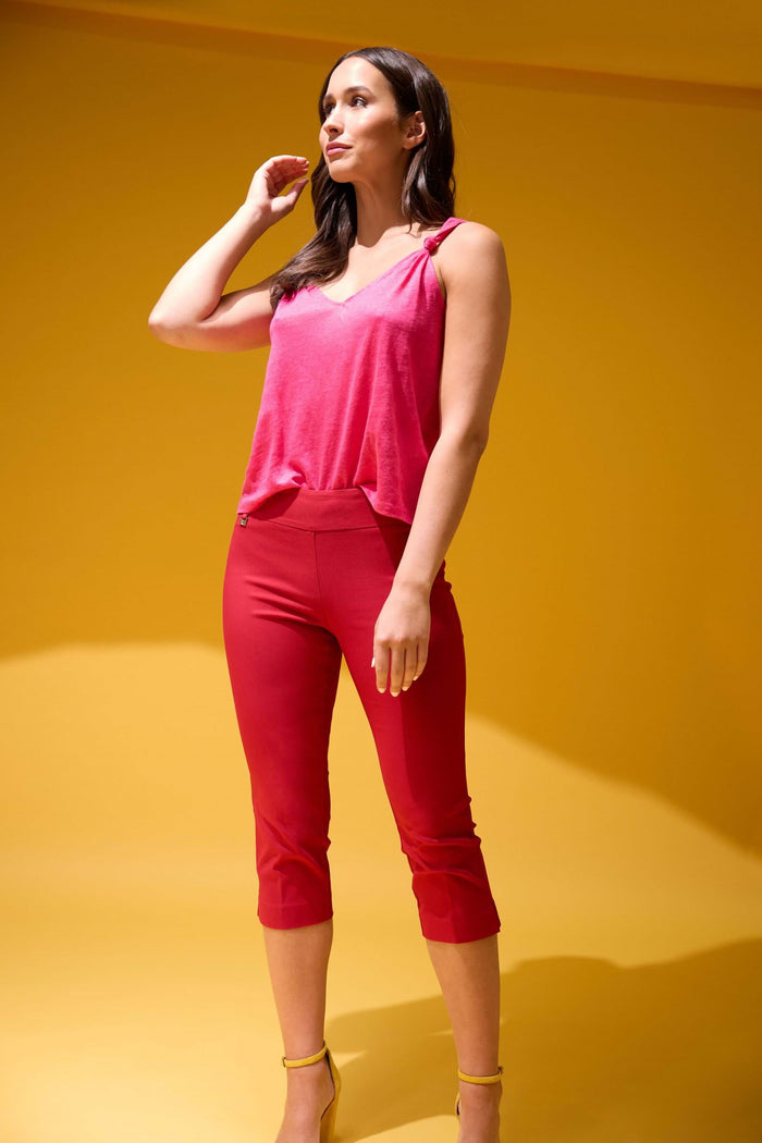 Rekucci Secret Pocket Capris With Wide Waistband Red