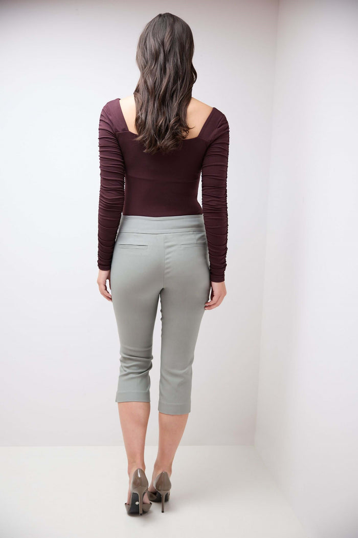 Rekucci Secret Pocket Capris With Wide Waistband Silver