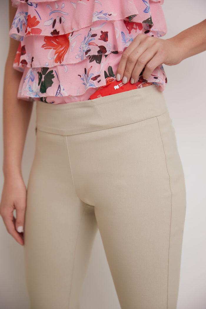 Rekucci Secret Pocket Capris With Wide Waistband Stone