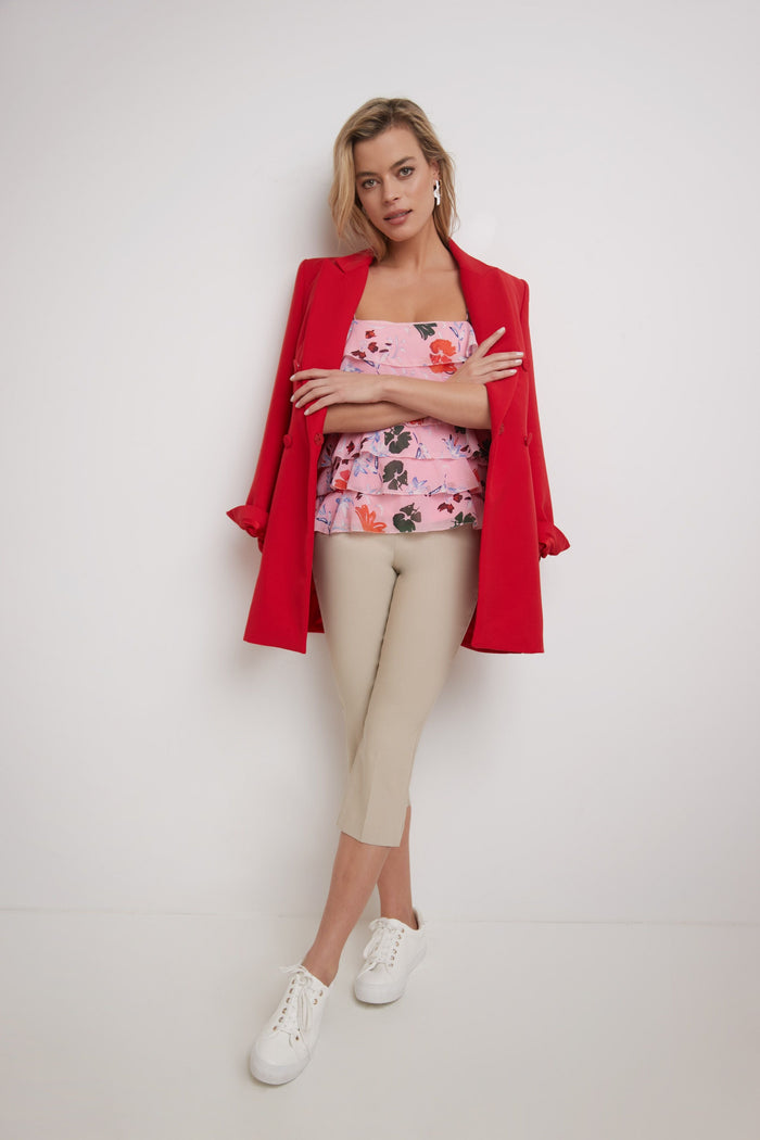 rekucci Secret Pocket Capris with Wide Waistband stone