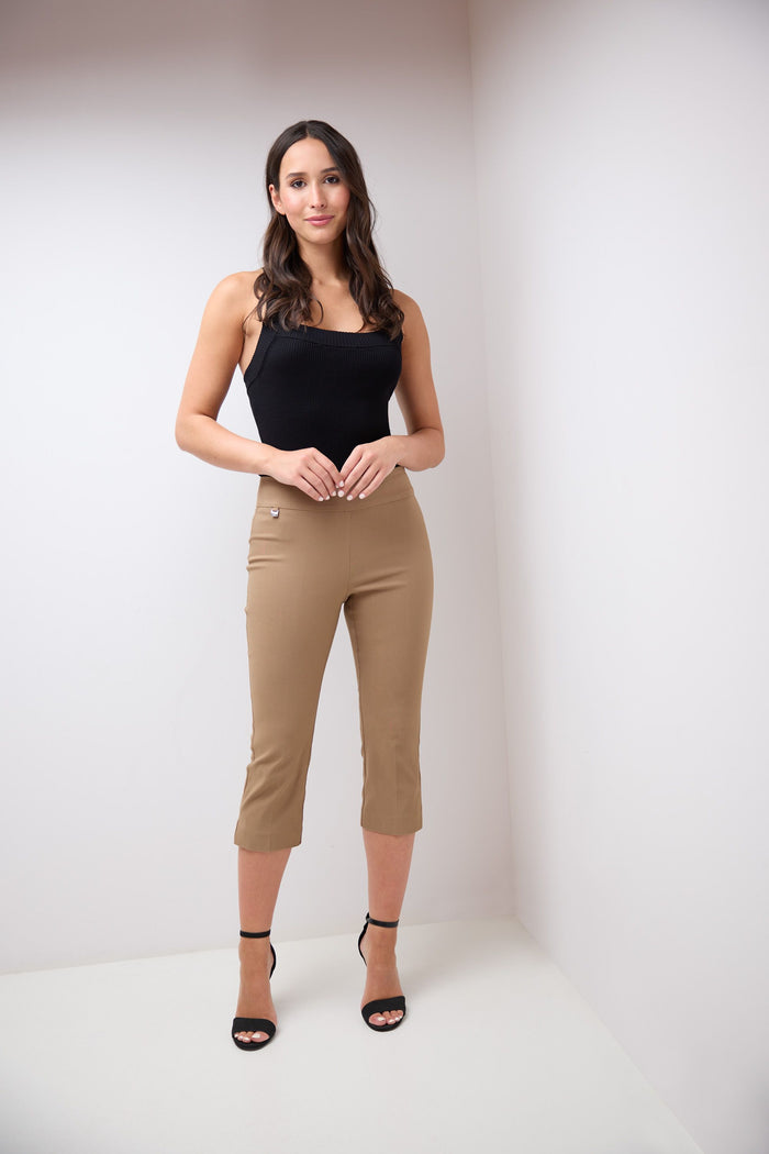 Rekucci Secret Pocket Capris With Wide Waistband Waffle-cone