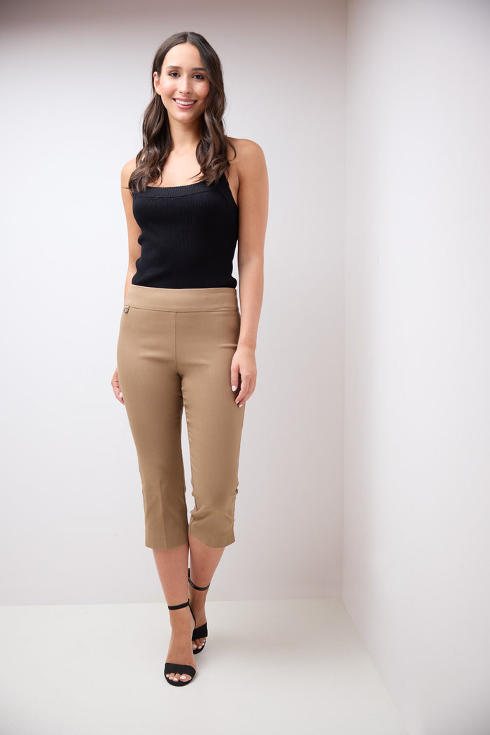 rekucci Secret Pocket Capris with Wide Waistband waffle-cone