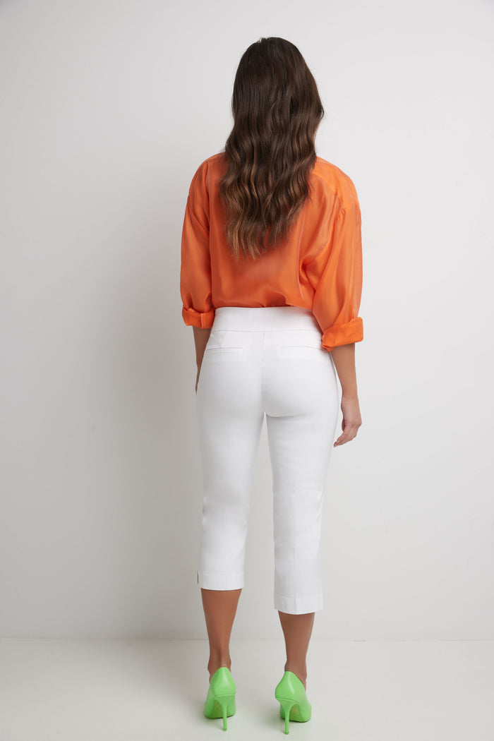 Rekucci Secret Pocket Capris With Wide Waistband White