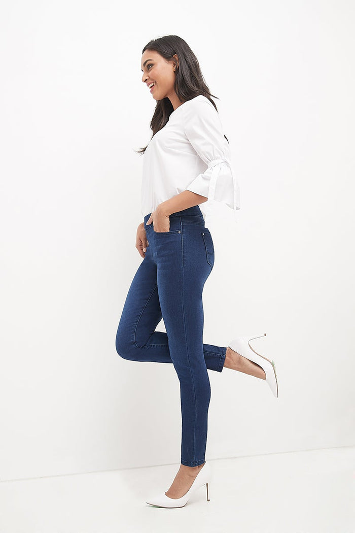 Rekucci Skinny Pull-On Jeans With 5 Pocket Styling Ink-sandblast