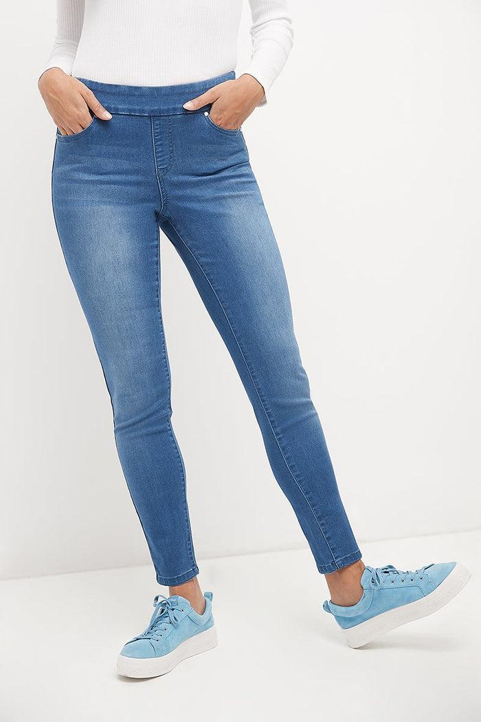 Rekucci Skinny Pull-On Jeans With 5 Pocket Styling Malibu-sandblast