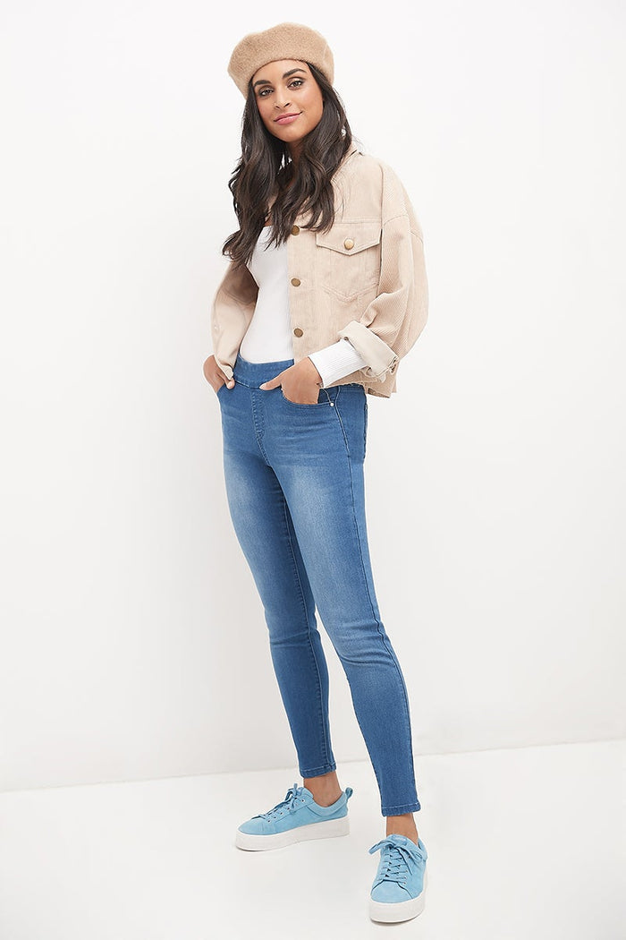 Rekucci Skinny Pull-On Jeans With 5 Pocket Styling Malibu-sandblast