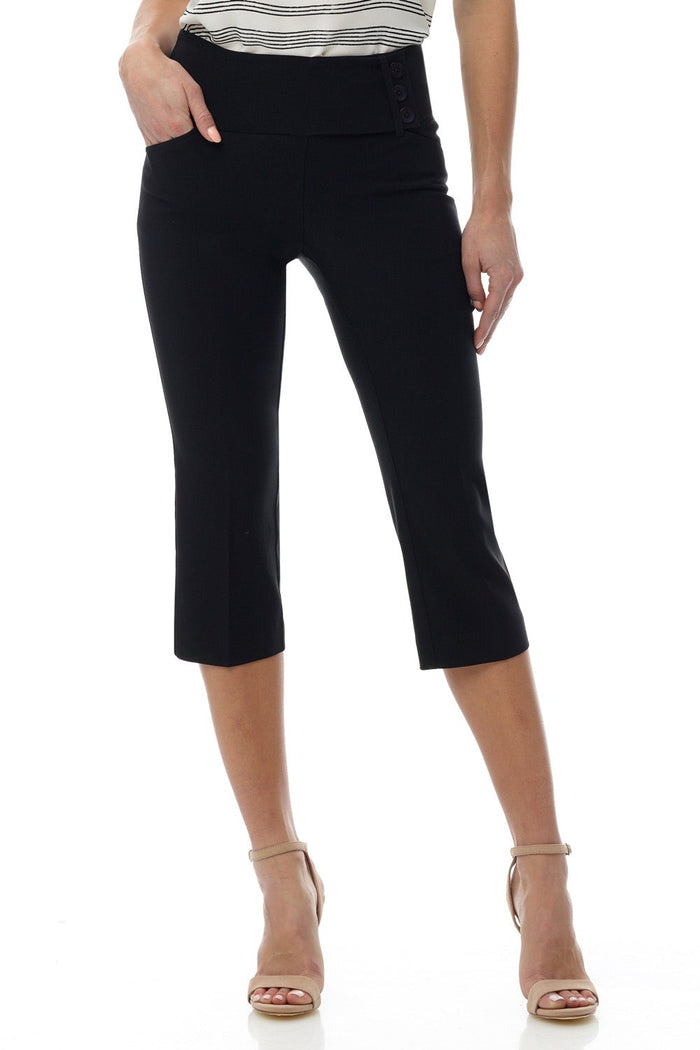Rekucci Slimming Capris With Wide Waist And Back Lacing Black