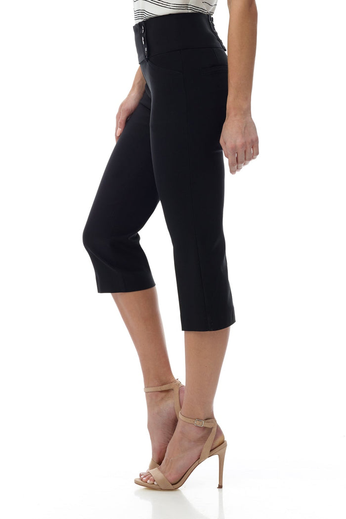 Rekucci Slimming Capris With Wide Waist And Back Lacing Black