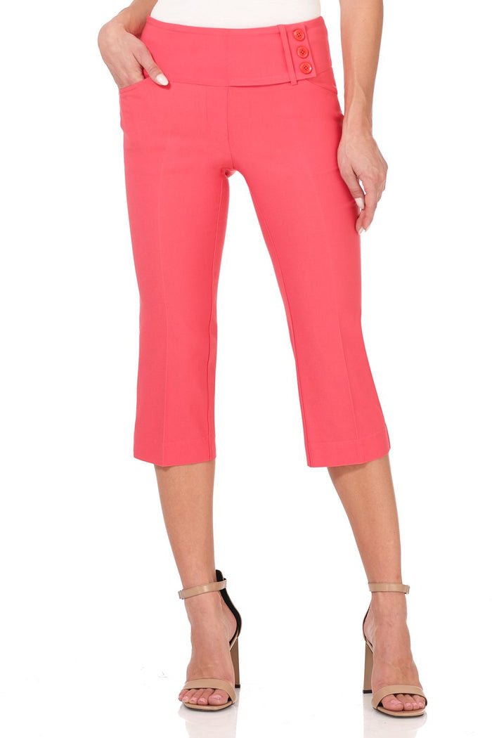 Rekucci Slimming Capris With Wide Waist And Back Lacing Coral