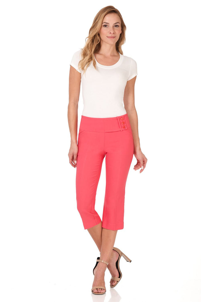 rekucci Slimming Capris with Wide Waist and Back Lacing coral