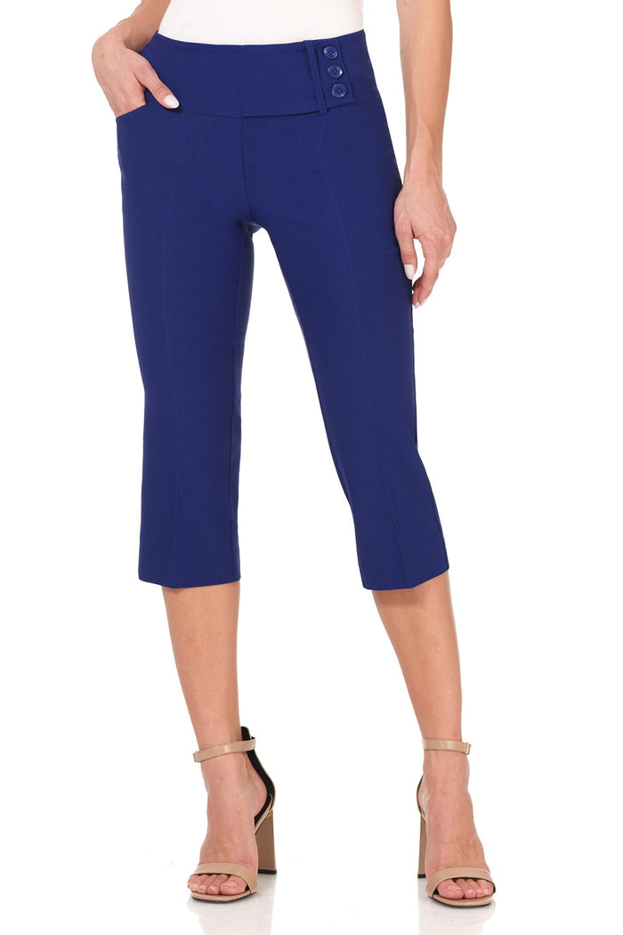 rekucci Slimming Capris with Wide Waist and Back Lacing sapphire