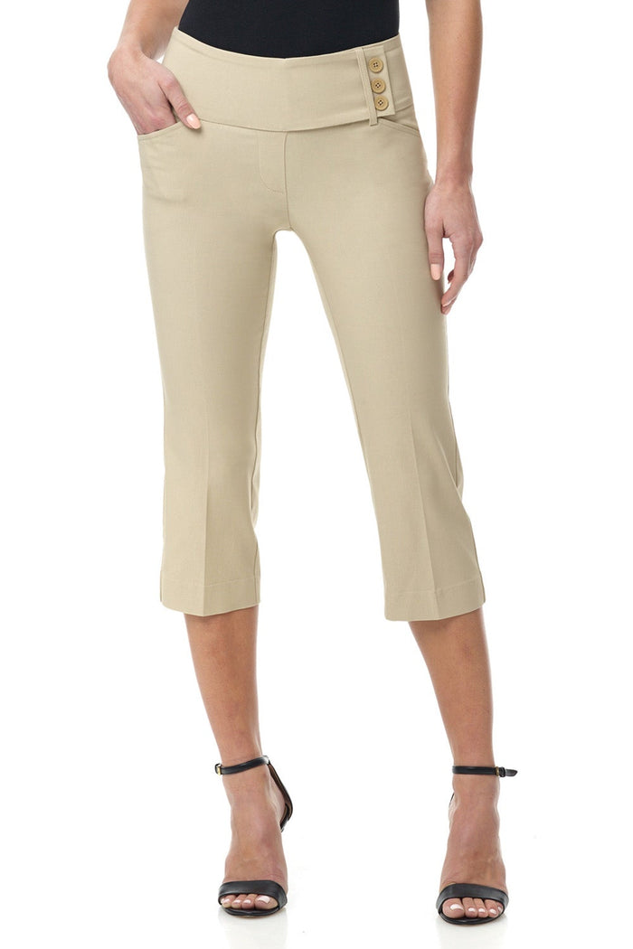 Rekucci Slimming Capris With Wide Waist And Back Lacing Stone
