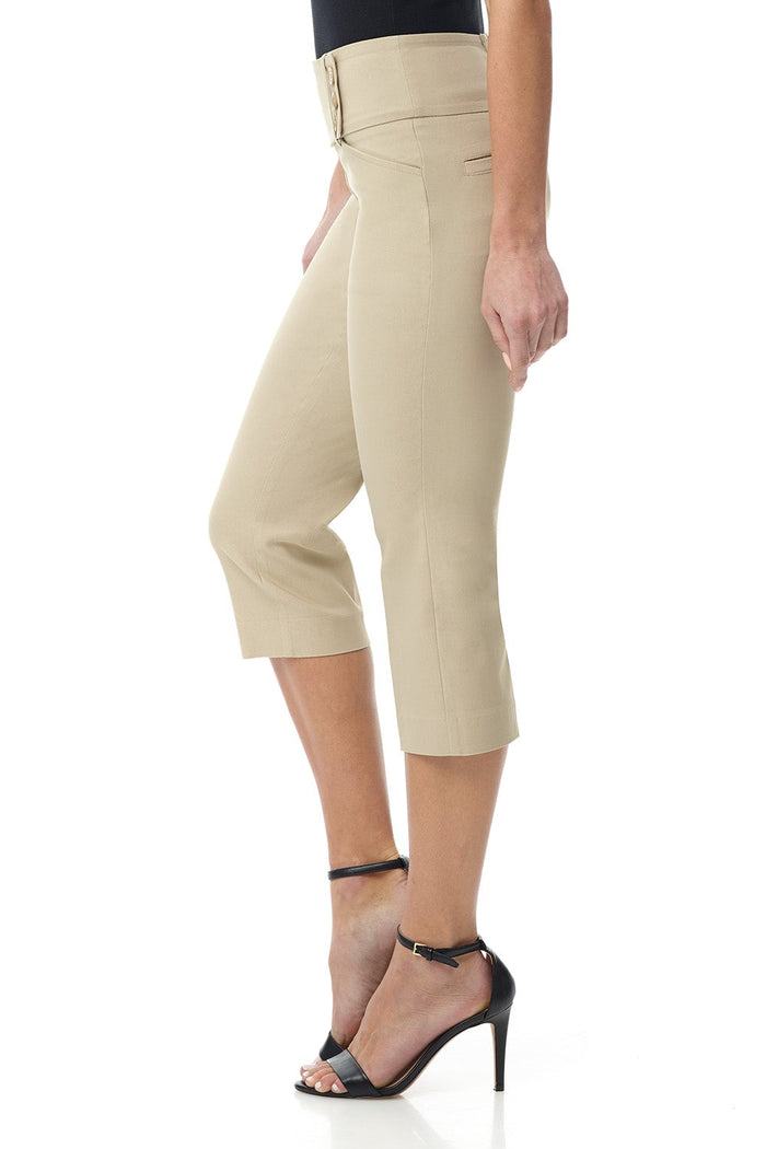 Rekucci Slimming Capris With Wide Waist And Back Lacing Stone