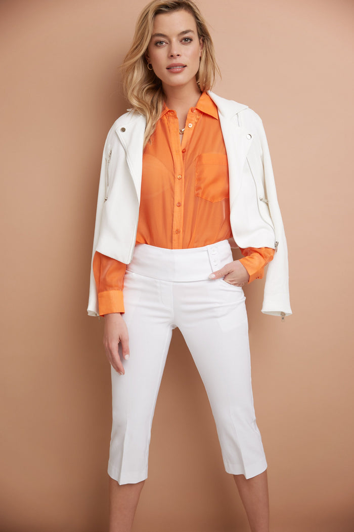 Rekucci Slimming Capris With Wide Waist And Back Lacing White