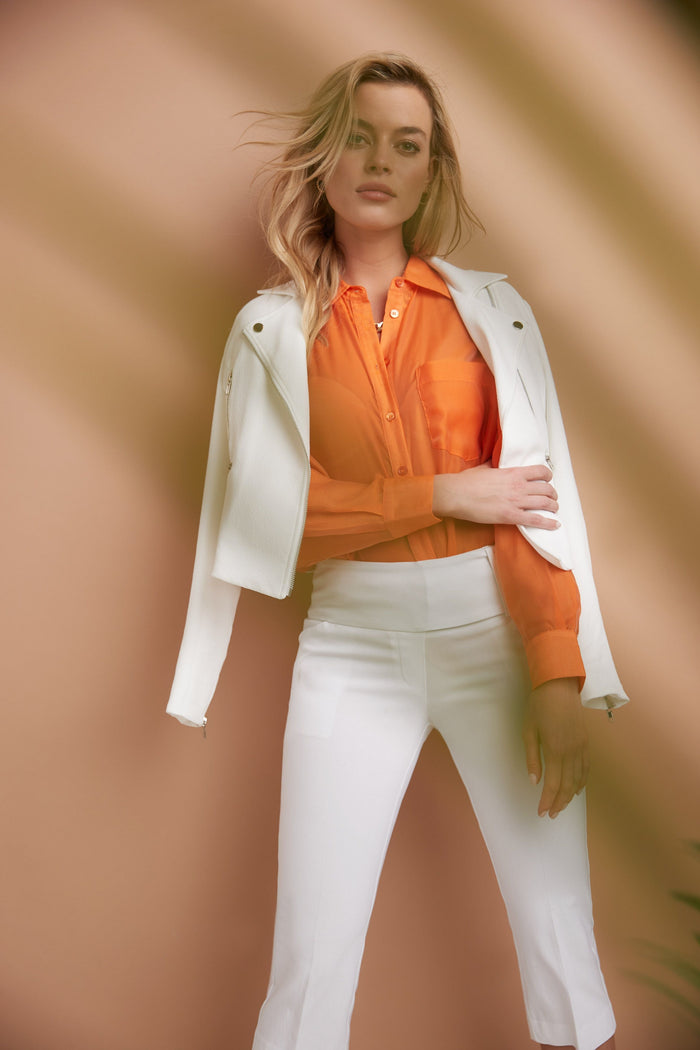 Rekucci Slimming Capris With Wide Waist And Back Lacing White