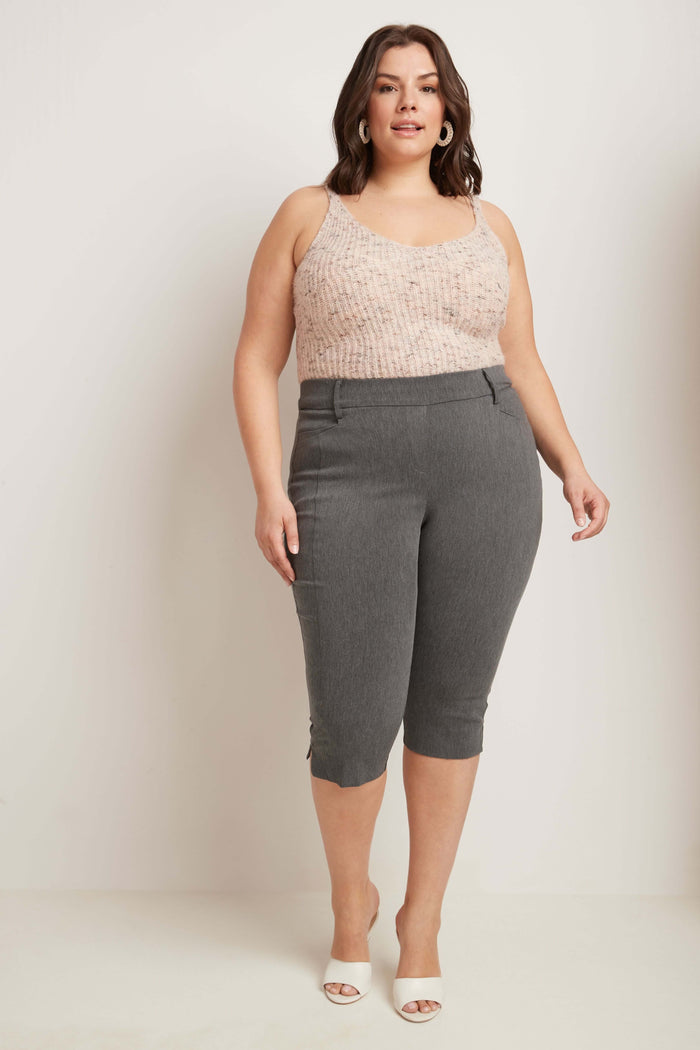 rekucci Slimming Plus Size Capris with Real Pockets charcoal
