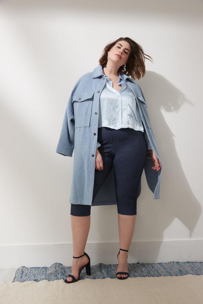 Rekucci Slimming Plus Size Capris With Real Pockets Indigo