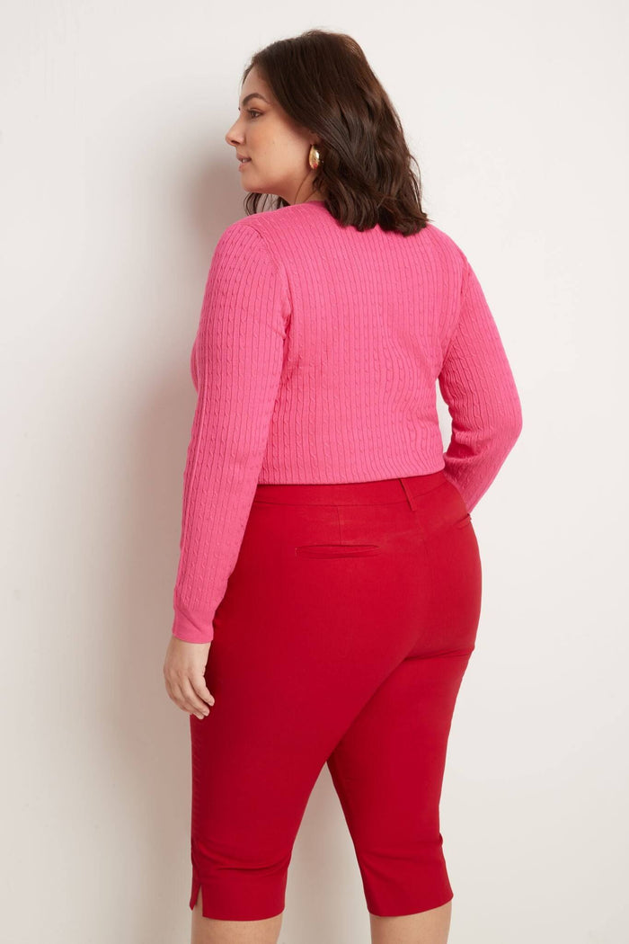 Rekucci Slimming Plus Size Capris With Real Pockets Red