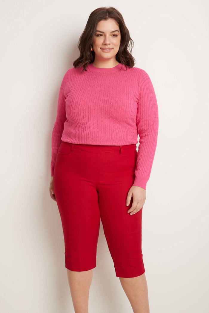 Rekucci Slimming Plus Size Capris With Real Pockets Red