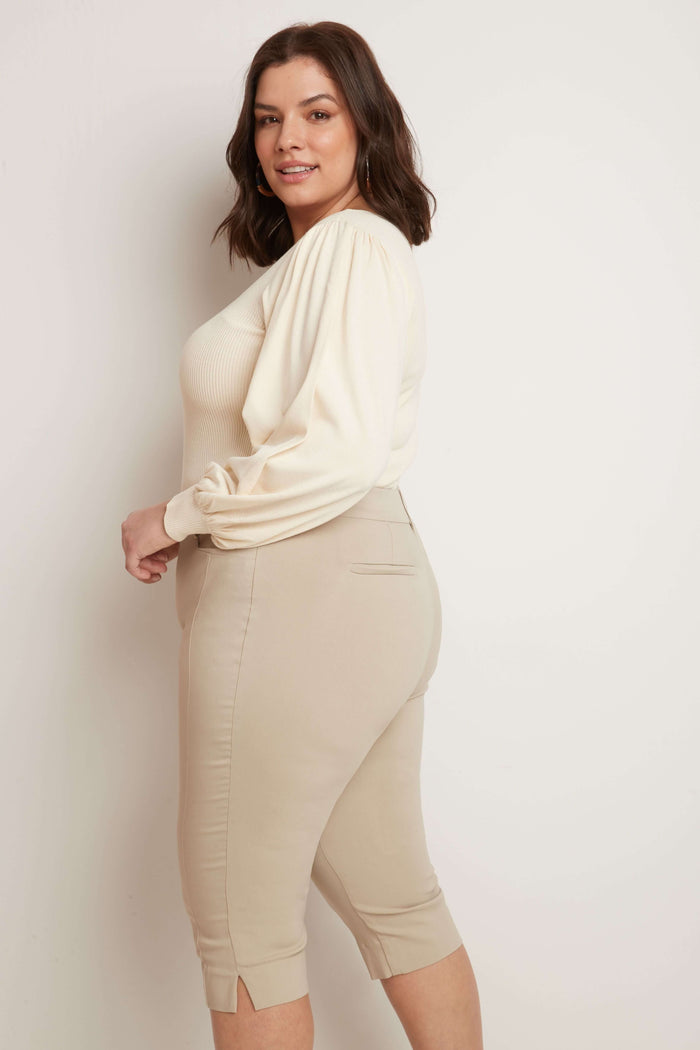 Rekucci Slimming Plus Size Capris With Real Pockets Stone