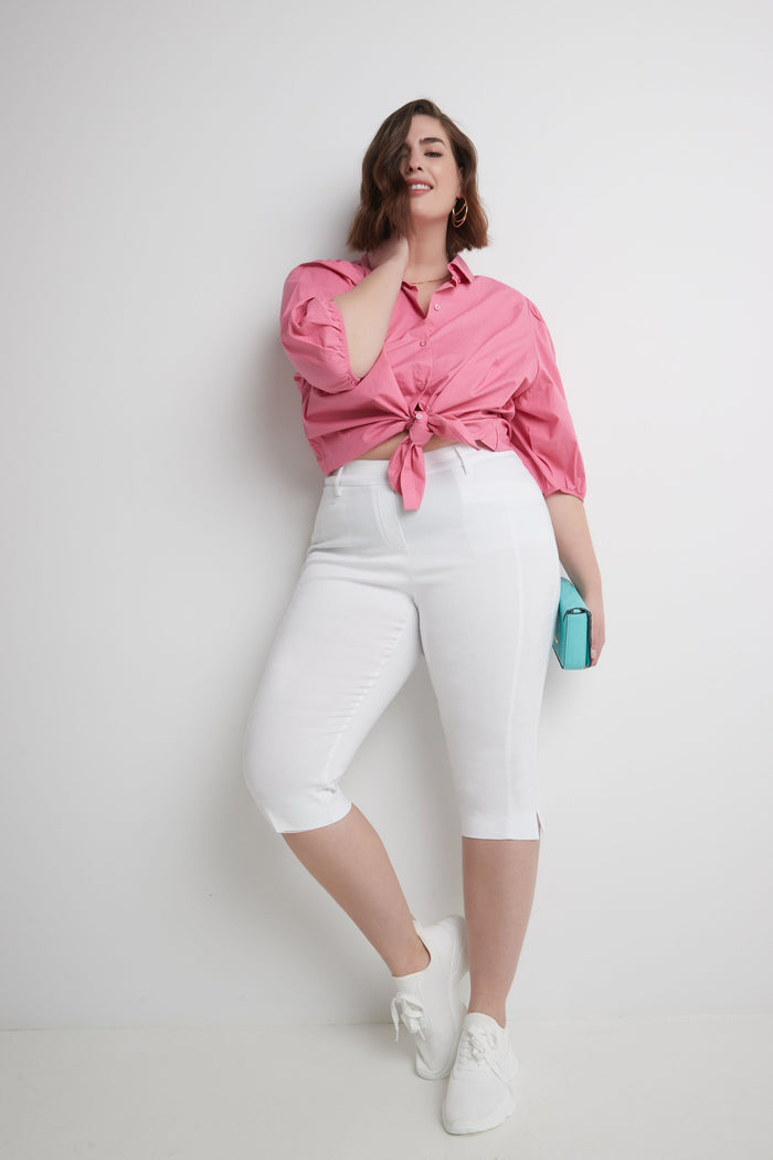 Rekucci Slimming Plus Size Capris With Real Pockets White