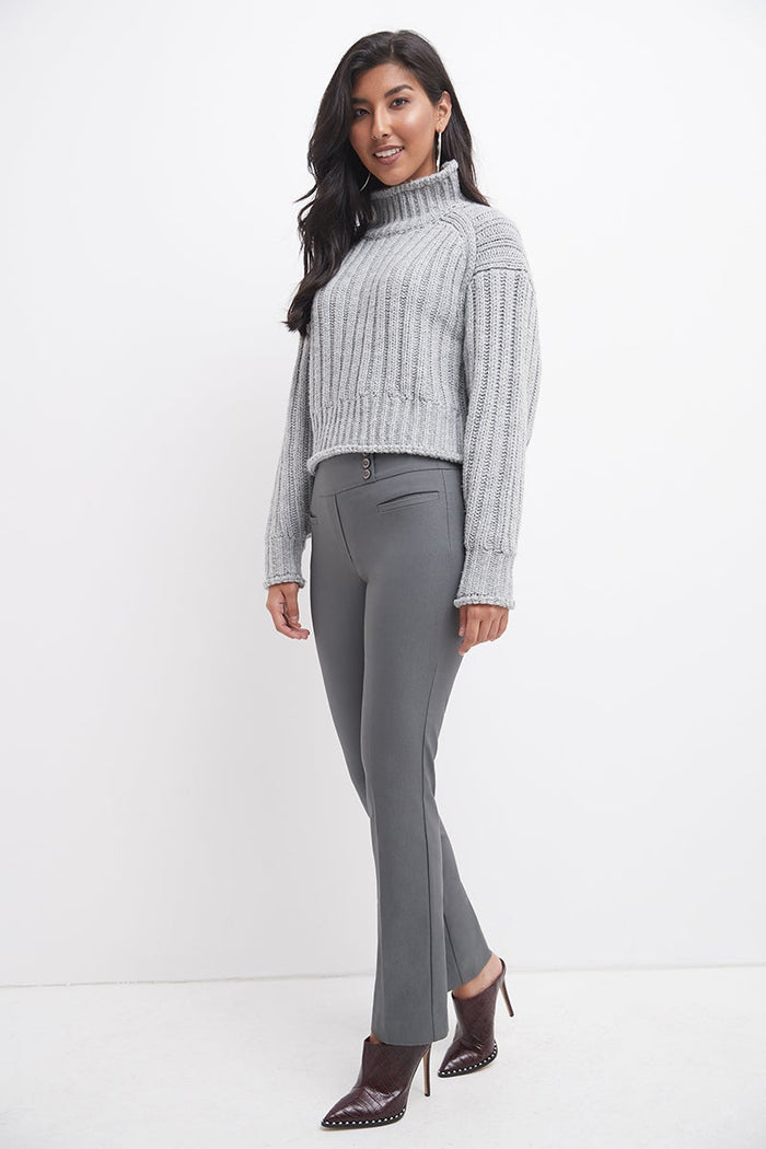 Rekucci Straight Classic Pants With Tummy Control And Pockets Graphite