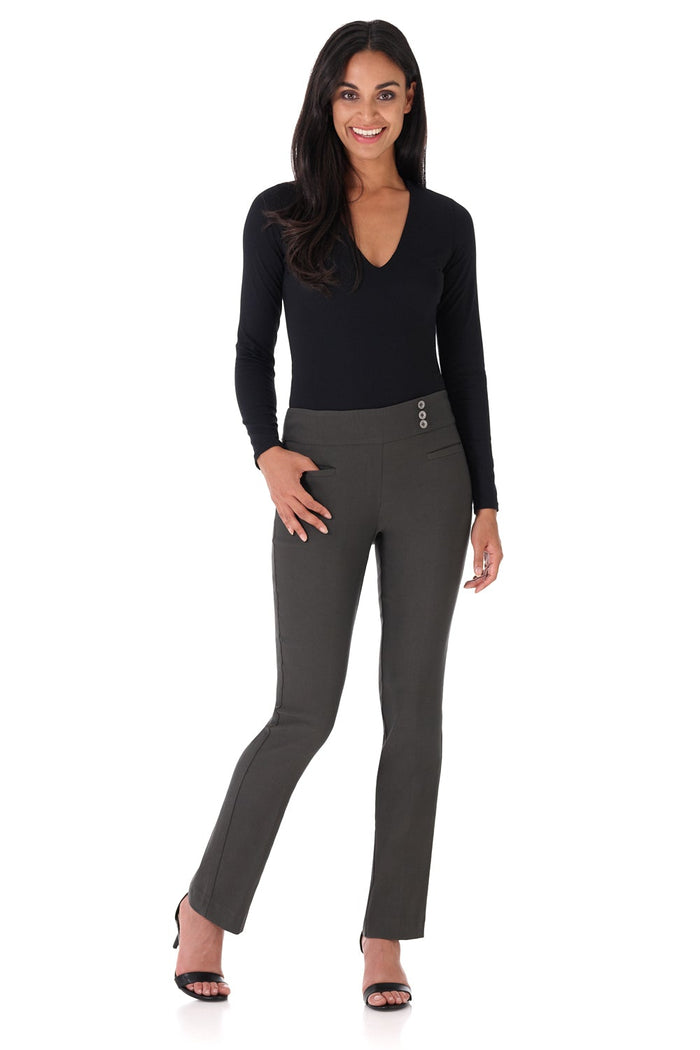 Rekucci Straight Classic Pants With Tummy Control And Pockets Spruce