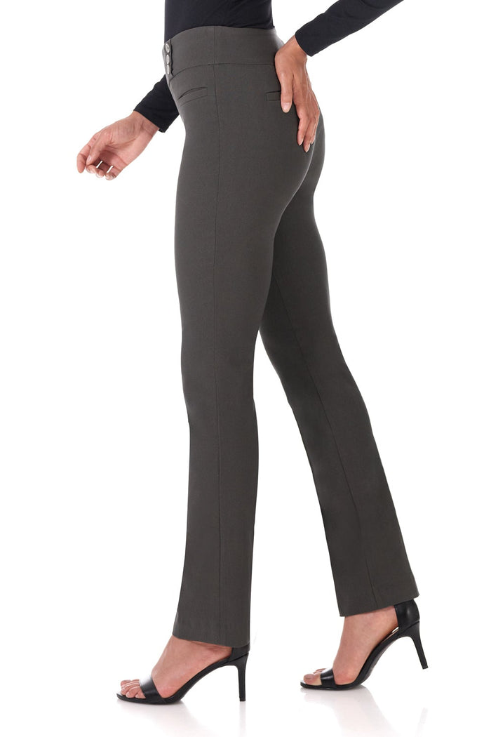 Rekucci Straight Classic Pants With Tummy Control And Pockets Spruce
