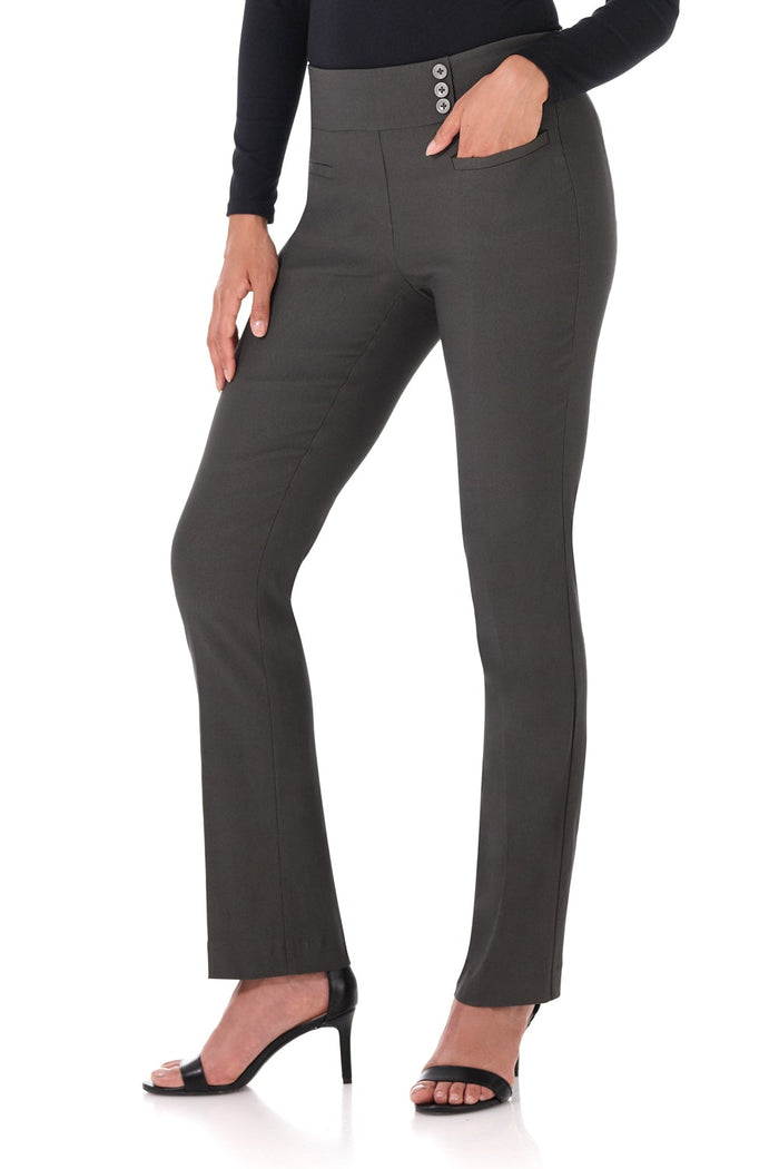 rekucci Straight classic pants with tummy control and pockets spruce
