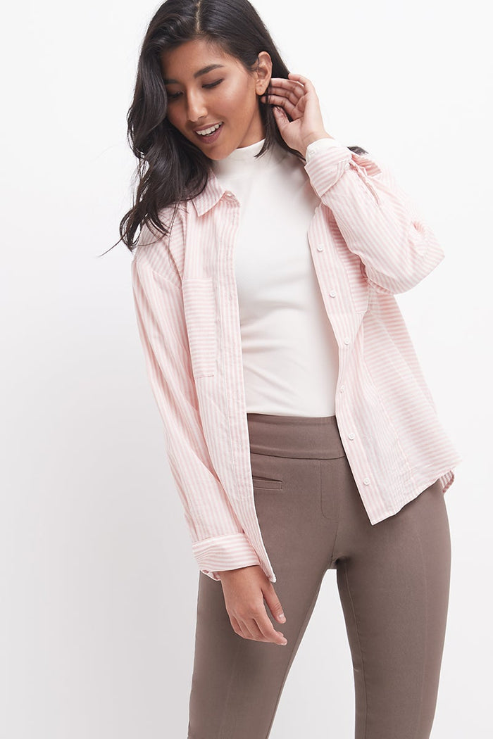 Rekucci Straight Classic Pants With Tummy Control And Pockets Mocha