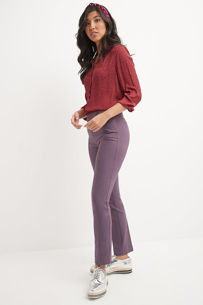 rekucci Straight classic pants with tummy control and pockets mauve