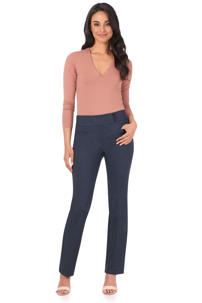 rekucci Straight classic pants with tummy control and pockets indigo