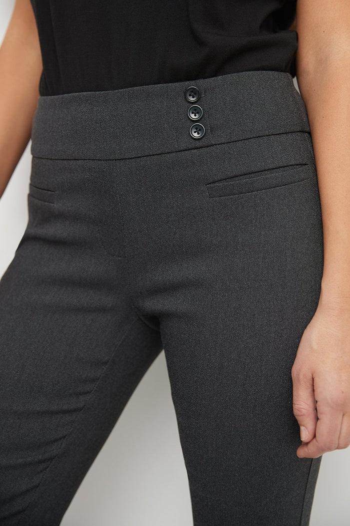 Rekucci Straight Classic Pants With Tummy Control And Pockets Dk-charcoal