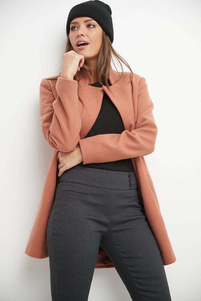 Rekucci Straight Classic Pants With Tummy Control And Pockets Dk-charcoal