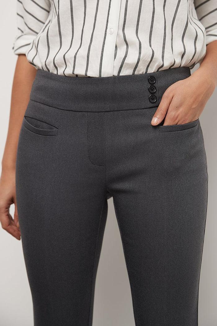 Rekucci Straight Classic Pants With Tummy Control And Pockets Charcoal