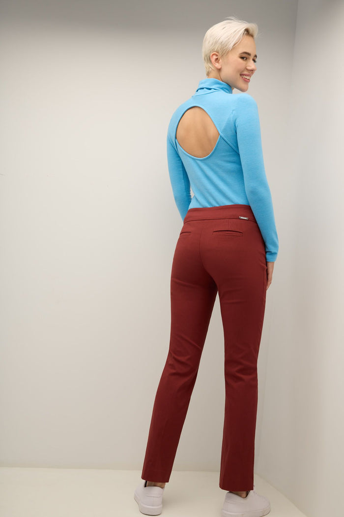Rekucci Straight Classic Pants With Tummy Control And Pockets Terracotta
