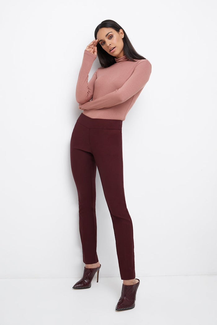 rekucci Straight leg pants with tummy control brick