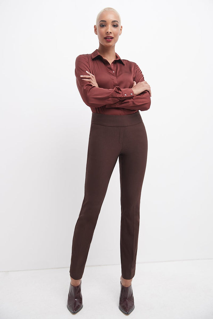 Rekucci Straight Leg Pants With Tummy Control Brown