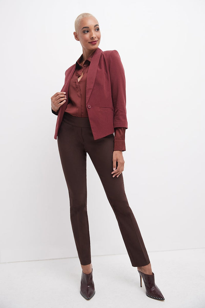 rekucci Straight leg pants with tummy control brown
