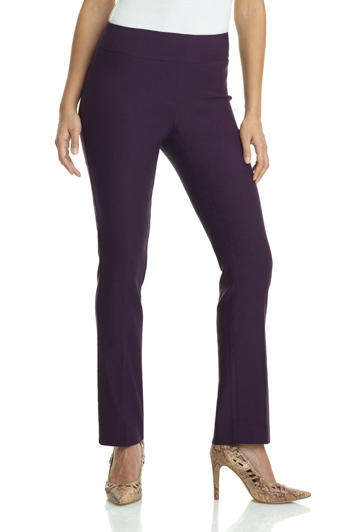 rekucci Straight leg pants with tummy control deep-plum