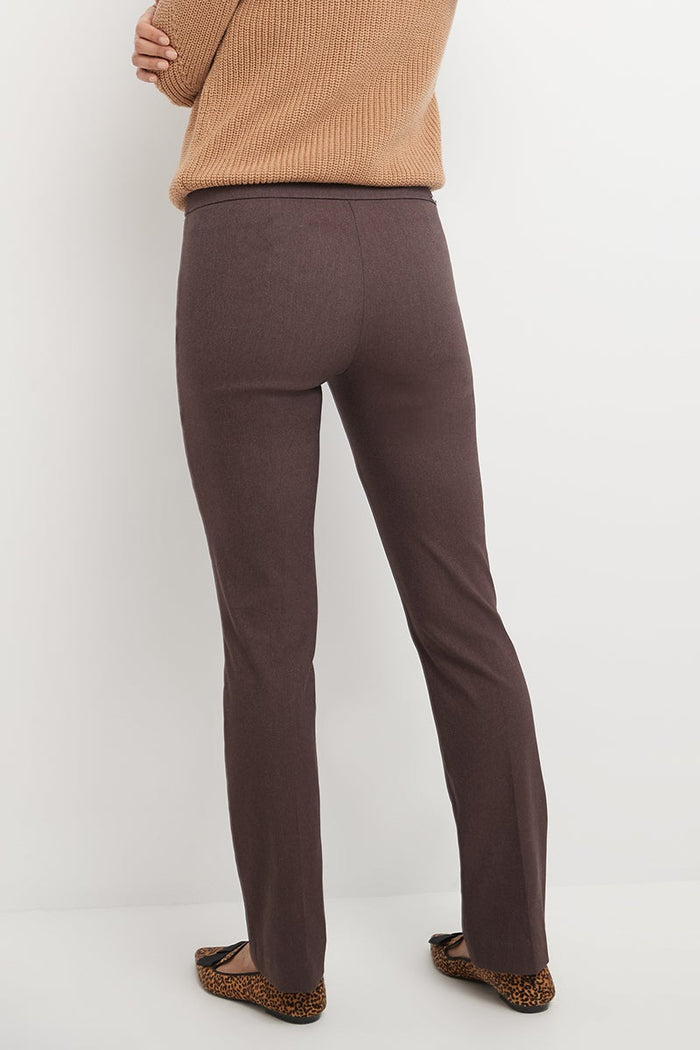 Rekucci Straight Leg Pants With Tummy Control Heather-brown